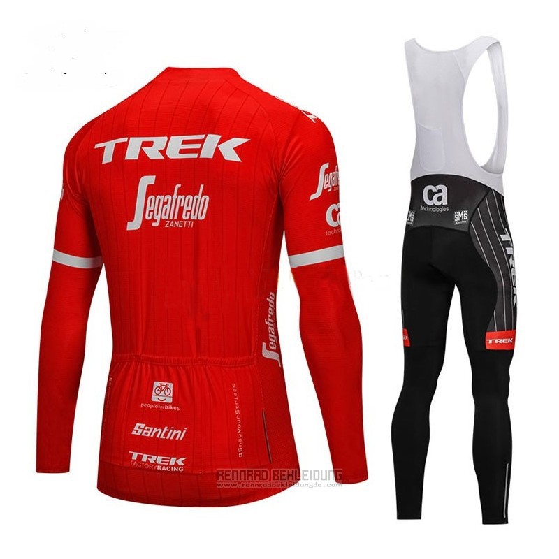 2018 Fahrradbekleidung Trek Segafredo Rot Trikot Langarm und Tragerhose